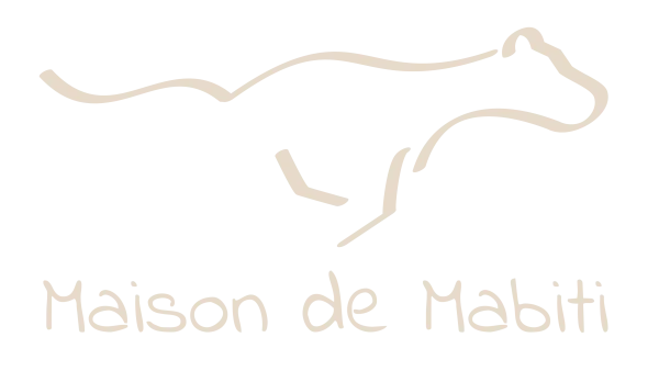 The logo from maison de mabiti in cream with the company name underneath.